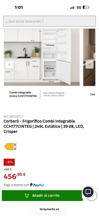 Nevera Corbero Nueva Tara con Garantía