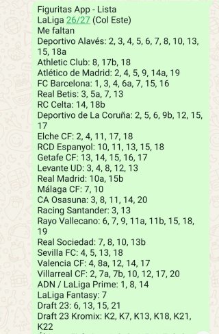 Cromos Liga Este 26/27 - Cambio