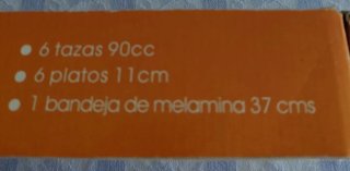 Bandeja y 6 tazas de café a juego