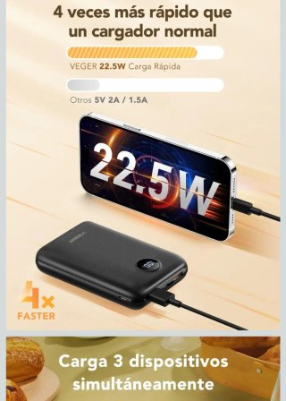 Cargador Portátil VEGER 20000mAh