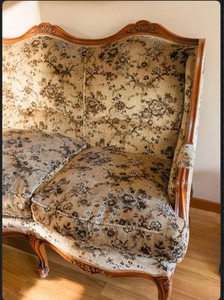 Sofá y sillón Luis XV tela y madera
