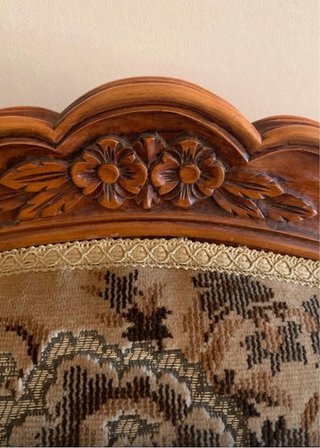 Sofá y sillón Luis XV tela y madera