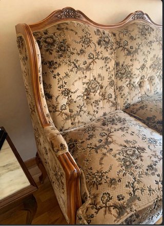 Sofá y sillón Luis XV tela y madera
