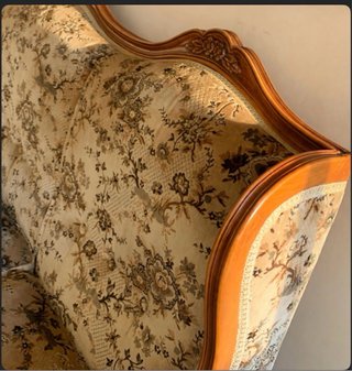 Sofá y sillón Luis XV tela y madera