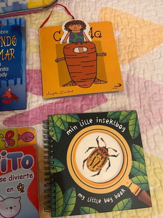 Lote libros infantiles. Mochila y cuadro de regalo
