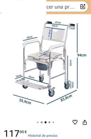 Silla de ducha con cesta y ruedas