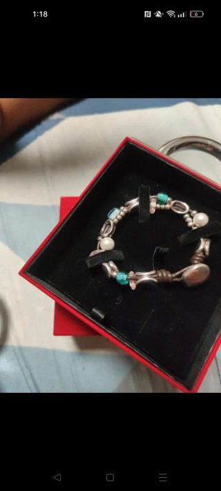 Pulsera plata y turquesa