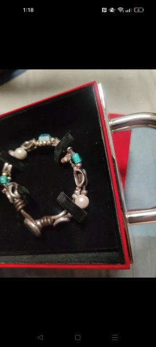 Pulsera plata y turquesa