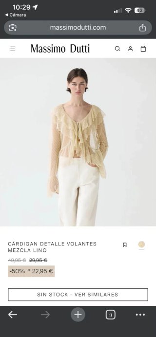 Gardigan Massimo Dutti Amarillo Encaje Volantes XS