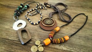 Set Collane Etniche Marroni Arancio