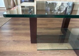 Mesa de centro cristal y madera