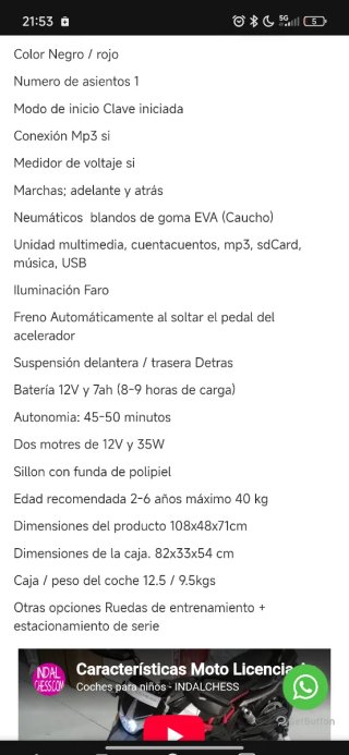 Moto Eléctrica Infantil Aprilia Enduro 12V
