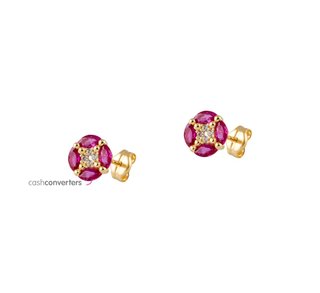 pendientes oro 18k con piedra con circonita