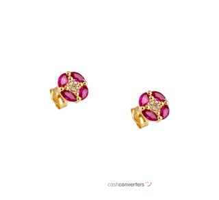 pendientes oro 18k con piedra con circonita