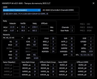 Módulo Memoria RAM Kinsotin DDR4 8GB 2666MHz