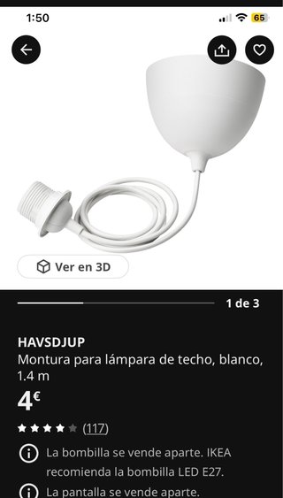 Pantalla lámpara techo mimbre tejida 25€ dos