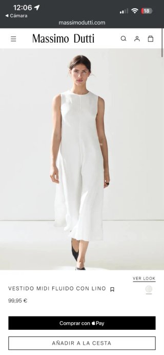Vestido Massimo Dutti Blanco XS