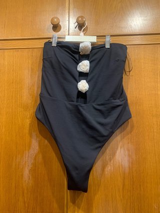 Bañador Zara Negro Talla M Detalles Dorados