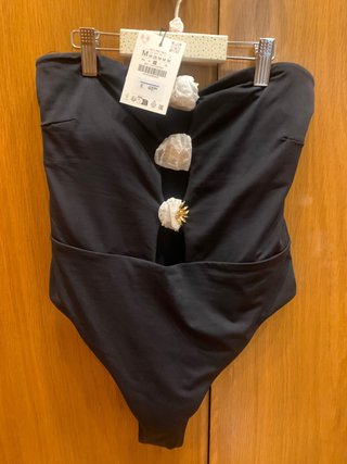 Bañador Zara Negro Talla M Detalles Dorados