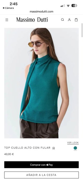Top Massimo Dutti Teal XS