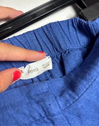 Pantalón Mango Kids Lino Azul