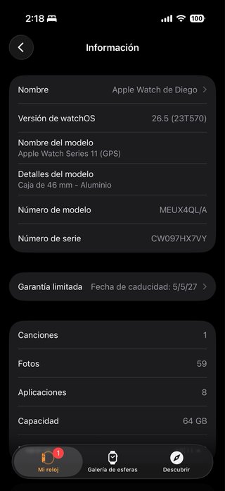 Apple Watch Series 11 46mm GPS Negro