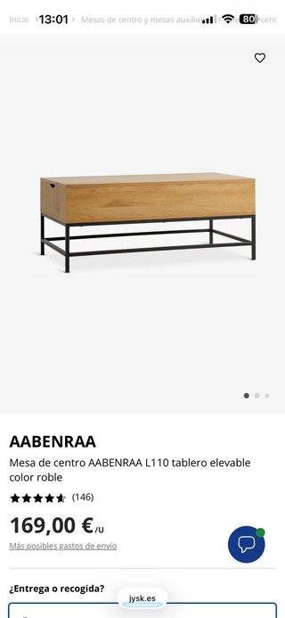Mesa de centro elevable JYSK
