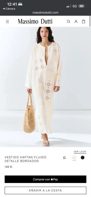 Vestido Massimo Dutti Beige y Blanco S