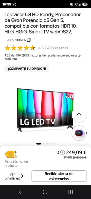 Smart TV LG 32 Modelo 32LQ570B6L año 2023