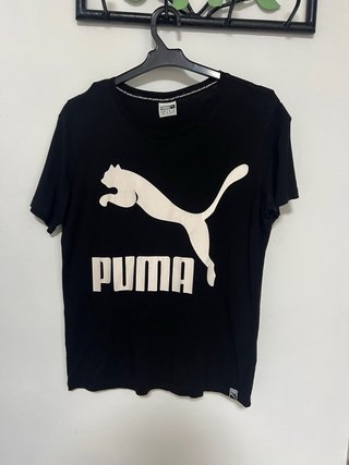 Camiseta Puma Negra Logo Blanco