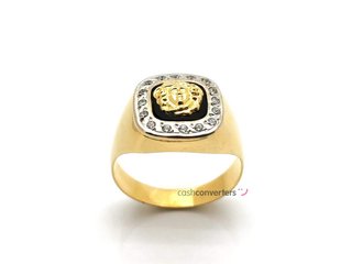 sello oro 18k con piedra con circonita,onix