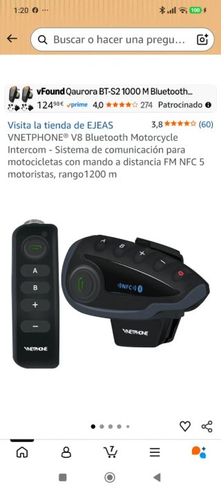 Intercomunicador V8 para Moto