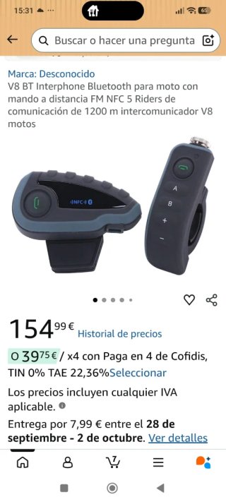 Intercomunicador V8 para Moto