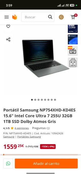 Portátil Samsung Galaxy Book 5