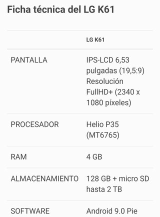 MOVIL LG K61