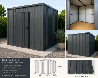 Caseta Jardín Metálica 3x3m Nueva