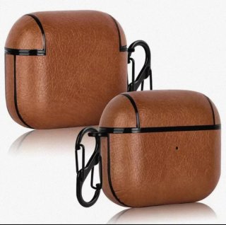 Funda Airpods Marrón con Mosquetón