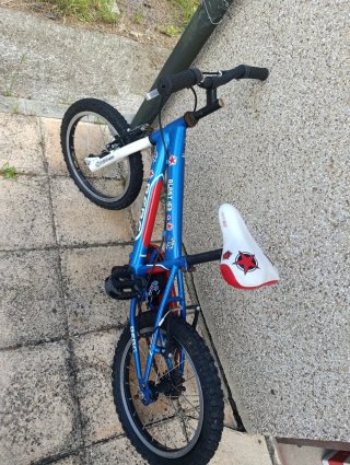 Bicicleta infantil azul y roja
