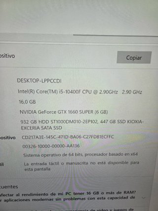PC I5 GAMER/GAMING GTX 1660 SUPER