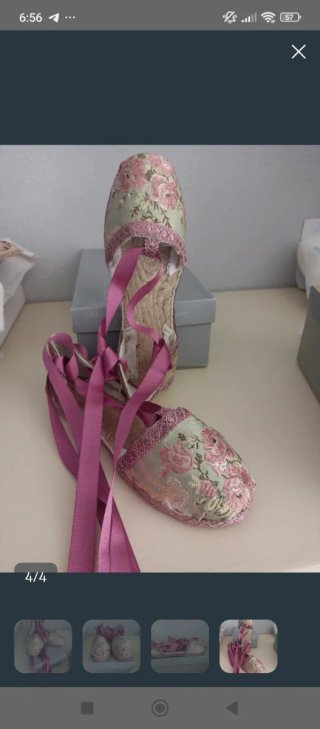 Espardenya Fallera Niña Flores Rosa número 36