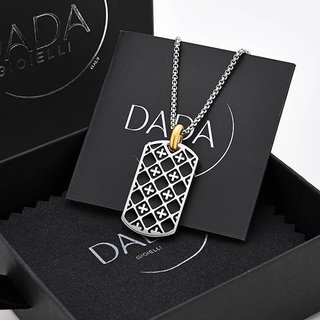 Dada Gioielli Collar hombre placa rombos plata