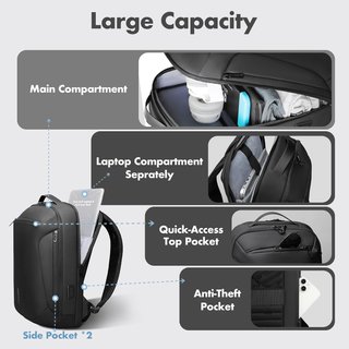 HK Mochila Portátil 15.6'' USB Antirrobo 25L Negra