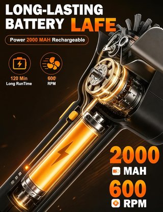 TECHVIZRS Cepillo Eléctrico Barbacoa 1100RPM USB‑C