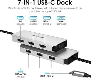 WAVLINK Estación Acoplamiento USB-C 4 monitores