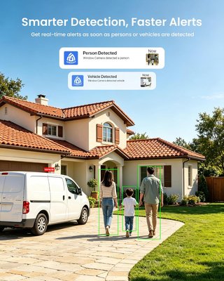AKINGUAR Cámara Ventana WiFi 2K 3MP Sin Taladros