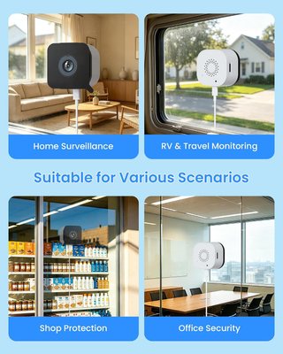 AKINGUAR Cámara Ventana WiFi 2K 3MP Sin Taladros