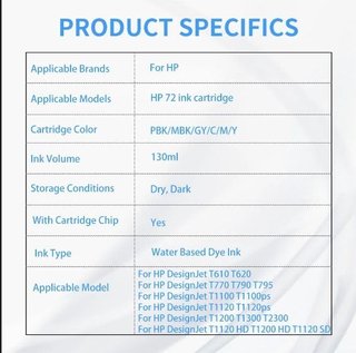 OGOUGUAN CAIDI HP72 Pack 6 PK MK GCMY HP T790