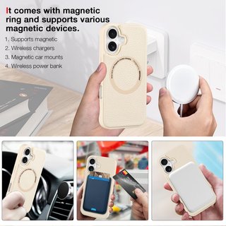 HANMAN Funda Cartera Magnética iPhone 17 Beige