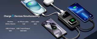 NEWDERY 10000mAh Magnetic PowerBank +Cables Negro