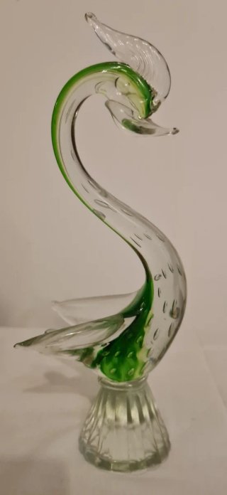 Cigno Murano Vintage Anni '70 Vetro Verde